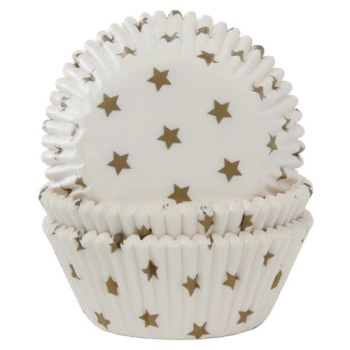 Cupcake Cases - White with Gold Stars